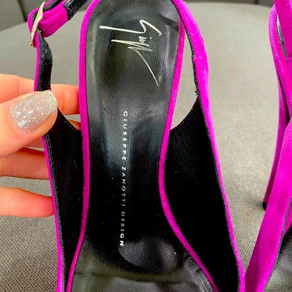 Giuseppe Zanotti Fuchsia Suede Heels-37.5(US 7.5) - Picture 2 of 12
